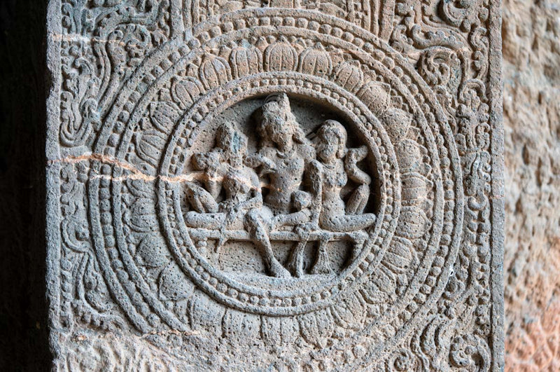 Exquisite Stone Carvings in the Ajanta Caves of Aurangabad, Maharashtra