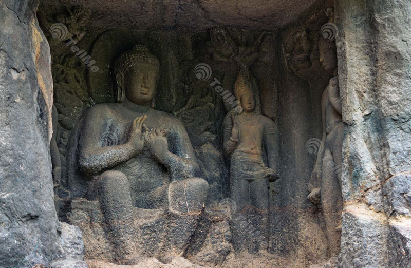 Buddha's Stone Carving: Ajanta Caves' one of the masterful sculpture in Aurangabad, Maharashtra