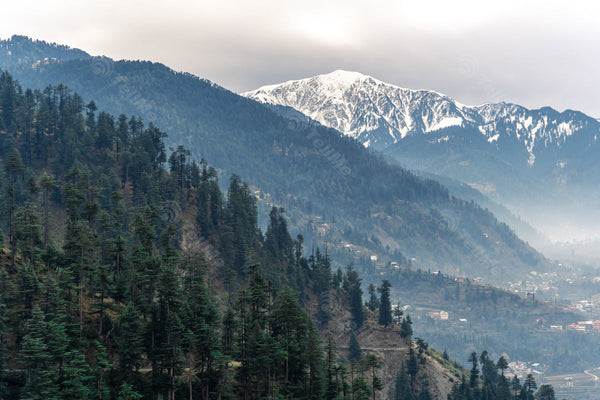 Ashapati Glacier and Mountains Overlooking the Downhill Town in Bhaderwah, Jammu in India