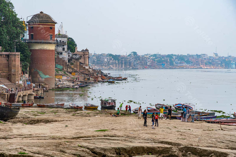 Glimpses of Varanasi: Assi Ghat's Vibrant Mosaic of Tourists, Pilgrims, Temples, and Sacred Rituals