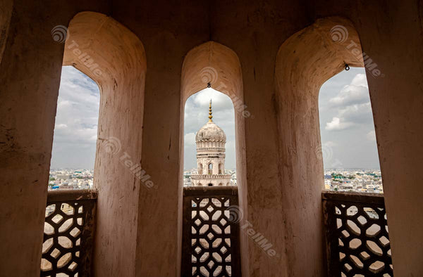Pillar Perspective: Charminar View from Another Pillar in Hyderabad, Telangana