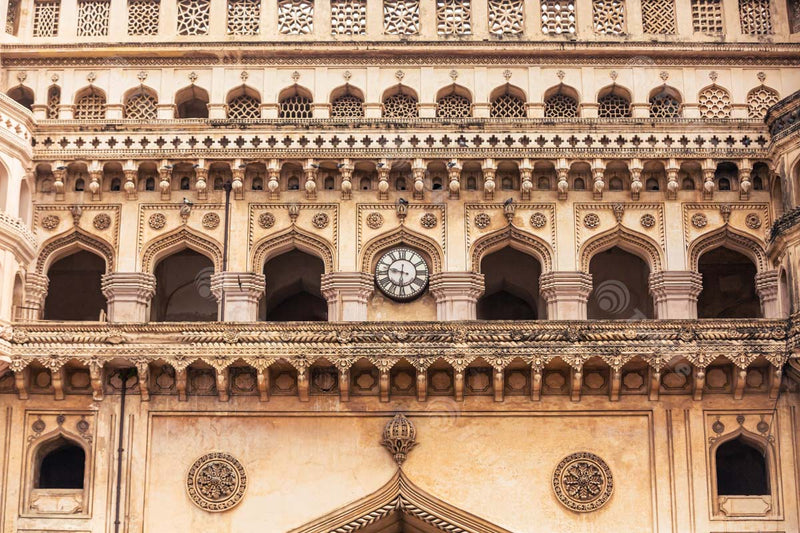 Charminar: Stunning Architecture and Intricate Clock in Hyderabad, Telangana