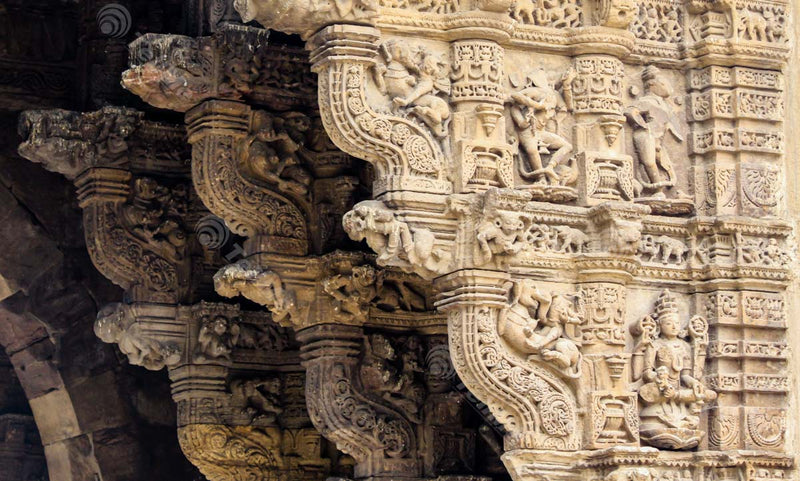 Intricate Stone Carvings Adorn One of the Four Gates of Dabhoi Fort in Gujarat, India