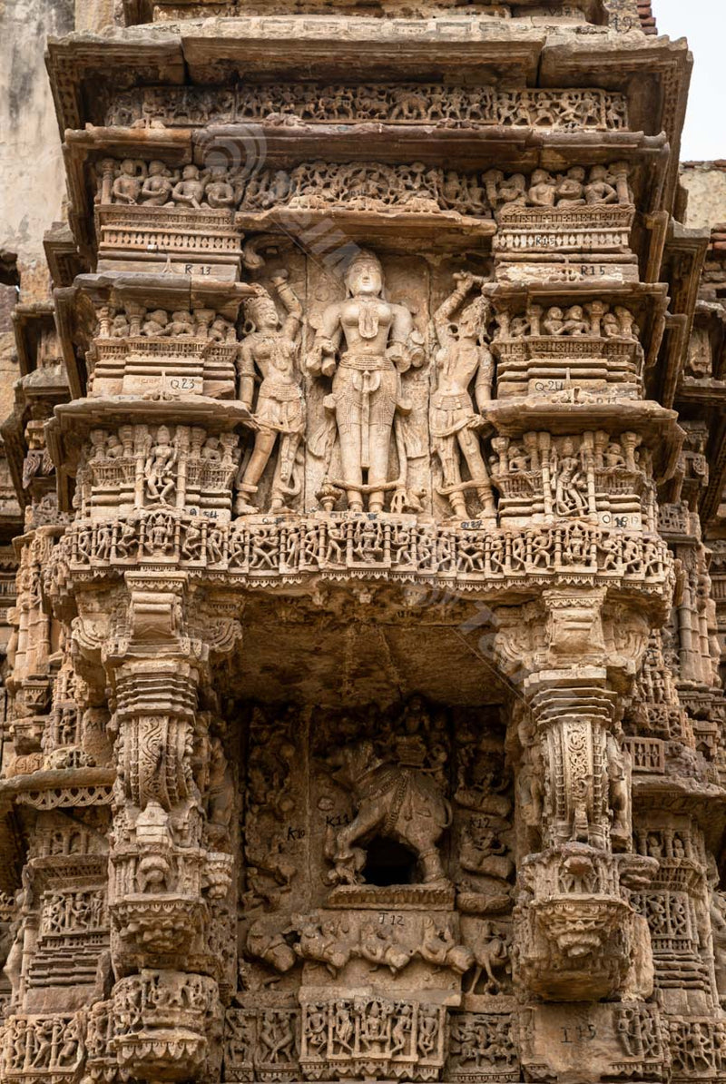 Explore the Intricate Carvings of Hira Gate Panel at Dabhoi Fort, Vadodara, Gujarat - A Close-Up View