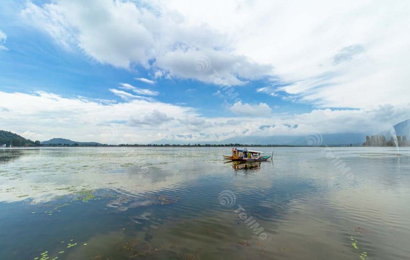 Dal Lake: Serene Beauty with two Boats in Kashmir