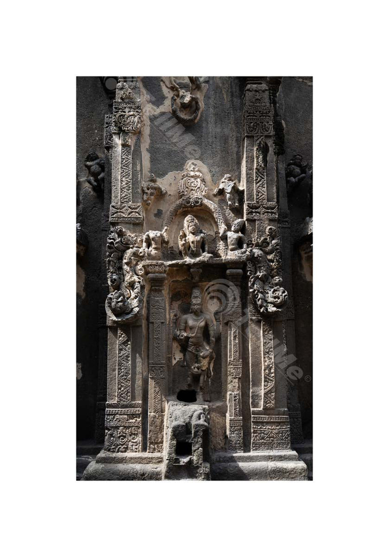 Close up view of the beautiful artistic work of Gods in Ellora Caves, Aurangabad, Maharashtra