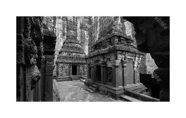 Artistic Splendor: Ruins of Kailasa Temple and Surrounding Temples at Ellora Caves, Maharashtra