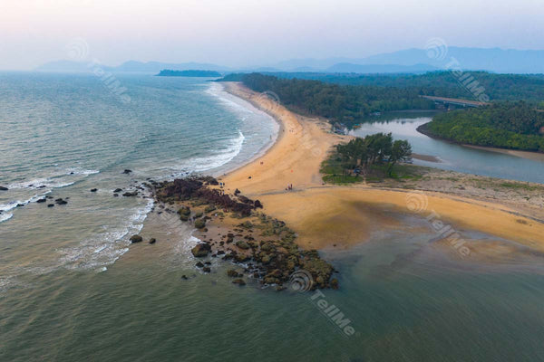 Turtle Beach Tranquility: Aerial Serenity at Galgibaga Beach, Goa