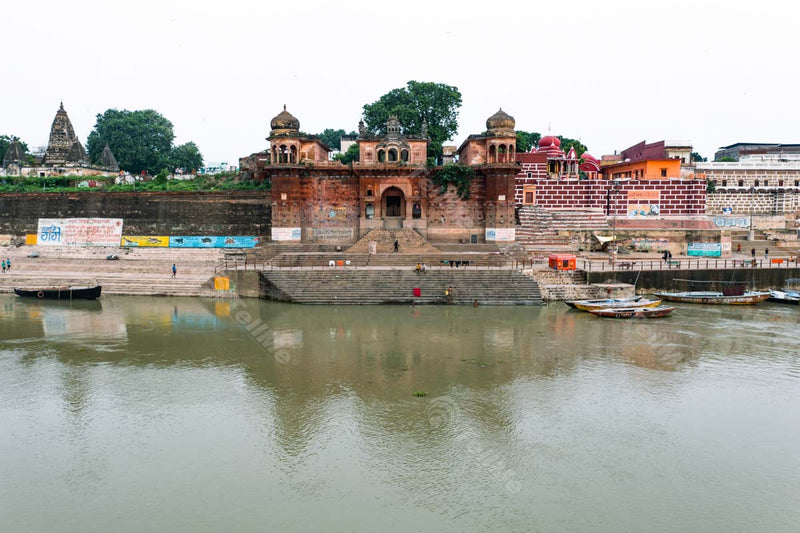 Assi Ghat: Historic Pilgrimage Site with Boats, Temples, and Pilgrims in Varanasi, Uttar Pradesh
