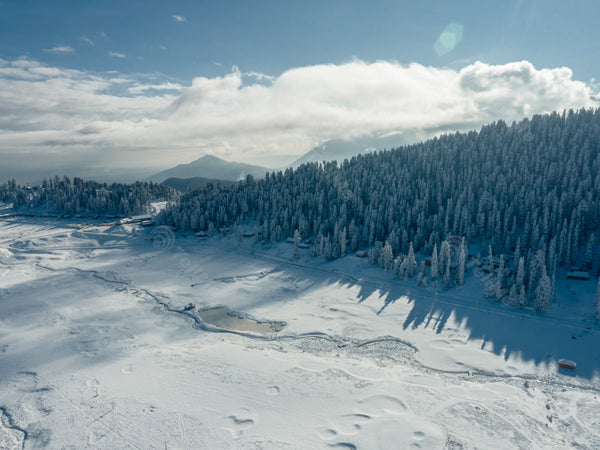 Snow-Covered Aerial View of  Gulmarg, in Kashmir, India
