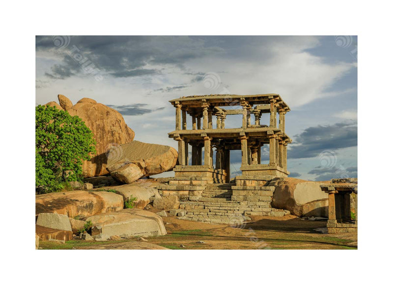 Two storeyed structure atop Hemakuta Hill in Hampi, Karnataka