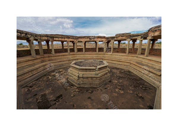 Ancient Ruins of a Bathing Place with Steps and Columns in Hampi, Karnataka
