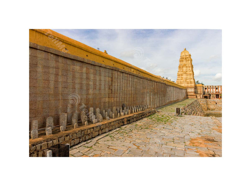 Virupaksha Temple Adjacent Wall and Abundance of Stone Carvings in Hampi, Karnataka