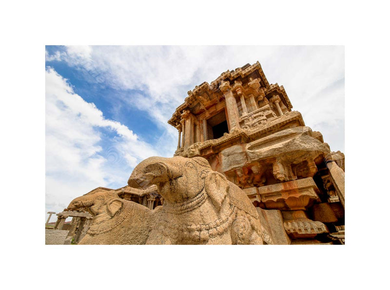 Vitthala Temple: Stone Chariot and Elephant Pair in Hampi, Karnataka