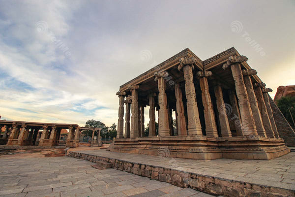 Ruined Temple Pillars in Hampi, Karnataka