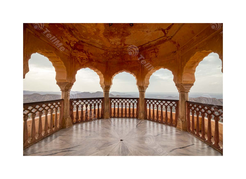 Breathtaking View from Towering Galleries: Marvelous Architecture and Marble Flooring at Jaigarh Fort in Jaipur, Rajasthan