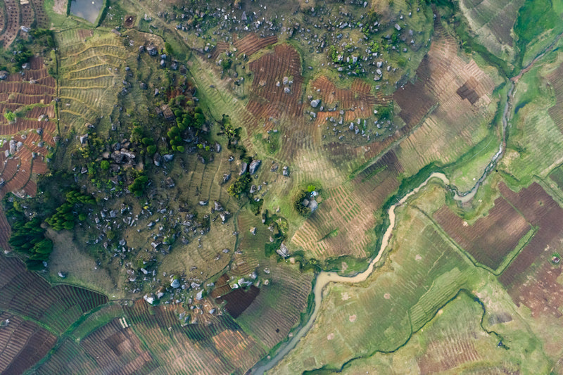 Captivating satellite image of the villages amidst the Laitlum Canyons in Shillong, Meghalaya, India