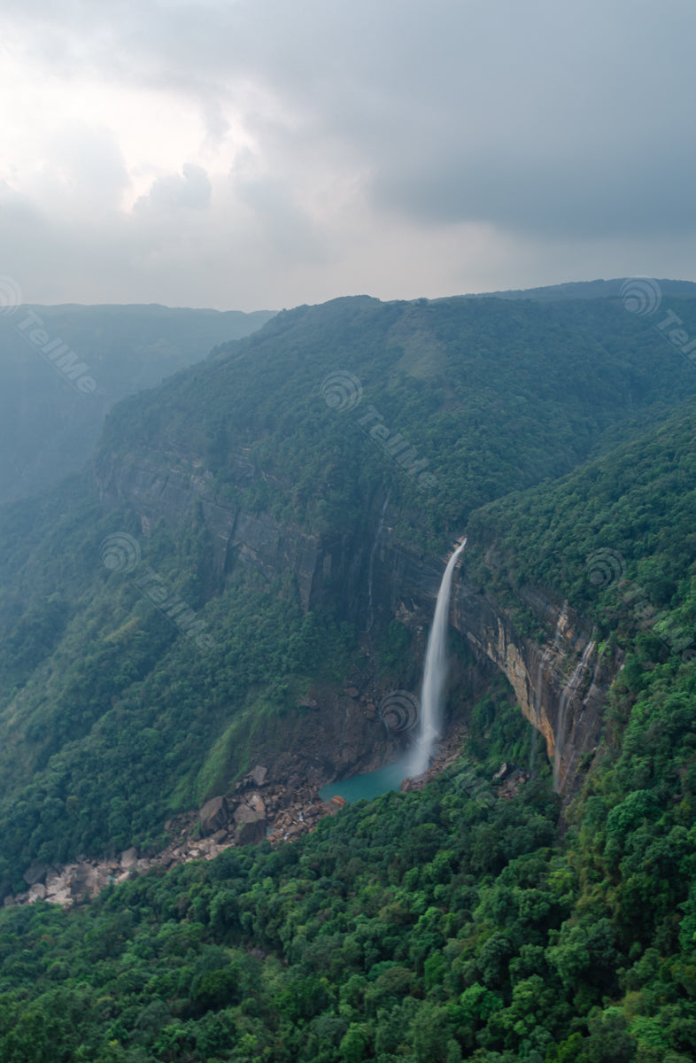 Soul-Stirring Beauty: Nohkalikai Falls and the Expansive Green Landscape - tourist attraction in Cherrapunji, Meghalaya in India