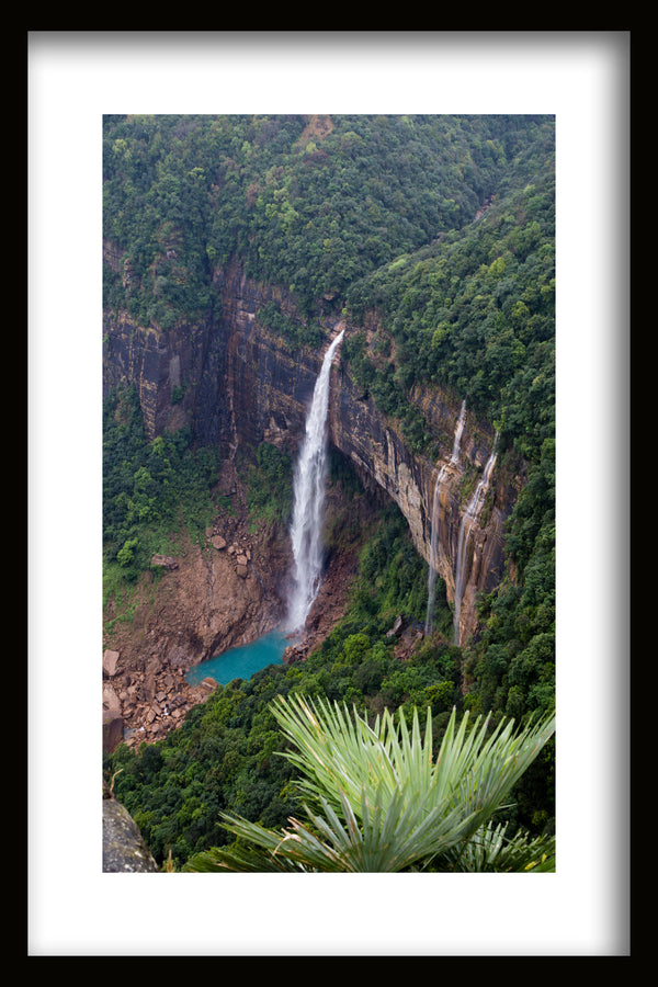The tallest plunge Nohkalikai waterfall in East Khasi hills Meghalaya in Cherrapunji, India
