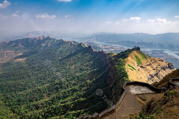 Scenic Surroundings of Rajgad in Pune, Maharashtra, with Mountains and Dense Forests