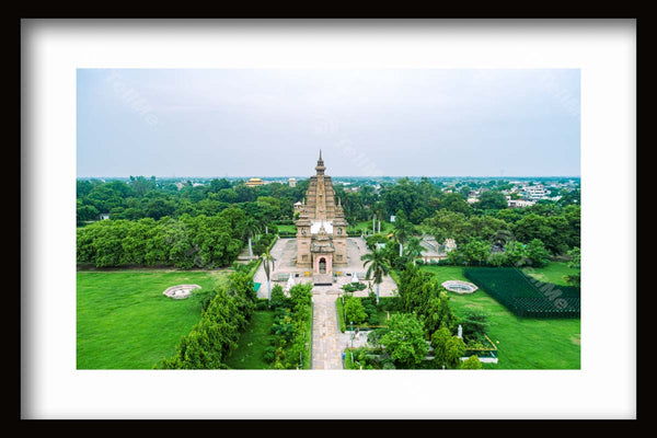 Viewing Sarnath Temple from Above: A Stunning Aerial Perspective in Uttar Pradesh