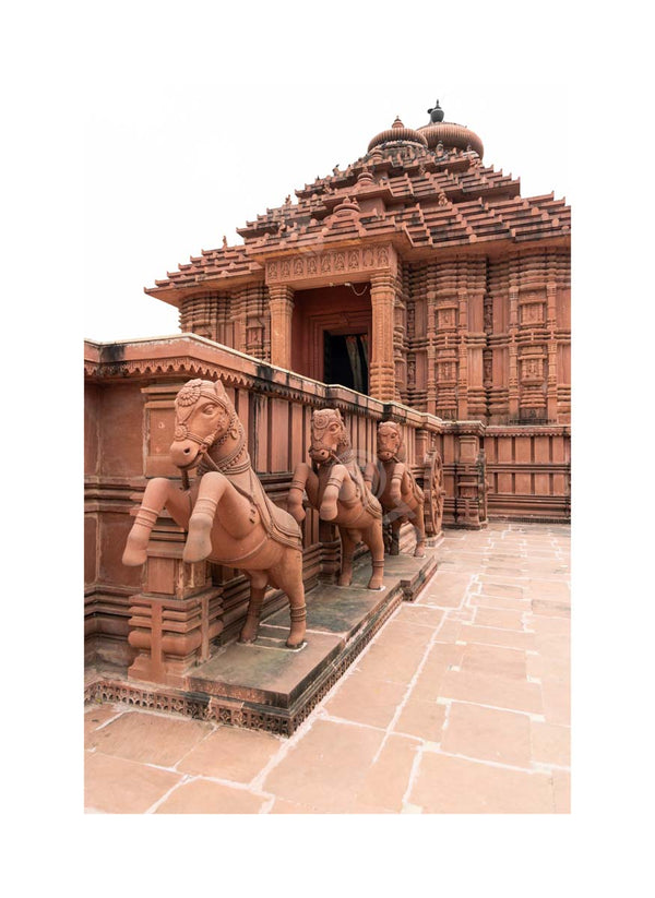 Temple Chariot: Close-up of Three Horses in Action Sun Temple in Madhya Pradesh