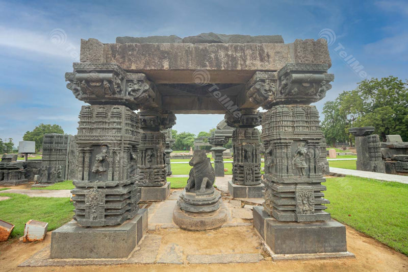 Warangal Fort's Mandapa Showcases an Ornate Nandi Sculpture in Telangana